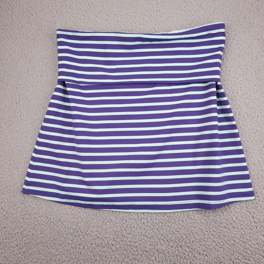 ELLIE KAI Skirt Womens Size 4 Mini Foldover Purple and Mint Stripe Activewear